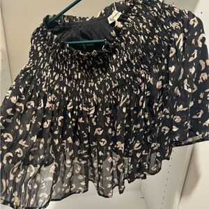 Zara Black Floral Pleated Skirt
